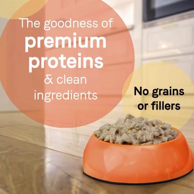 Show full view: CANIDAE PURE Petite Small Breed Escalloped Style Dinner with Salmon & Shrimp + Small Breed Fricassee Style Dinner with Turkey & Green Beans Wet Dog Food Trays slide 5 of 9