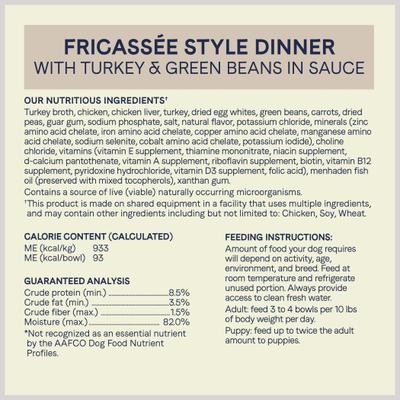 Show full view: CANIDAE PURE Petite Small Breed Fricassee Style Dinner with Turkey & Green Beans + Small Breed Terrine Style Dinner with Chicken & Peas Wet Dog Food Trays slide 3 of 9