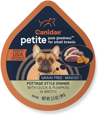 Show full view: CANIDAE PURE Petite Small Breed Pottage Style Dinner with Duck & Pumpkin Breed + Small Breed Bolognese Style Dinner with Beef & Carrots Wet Dog Food Trays slide 2 of 9