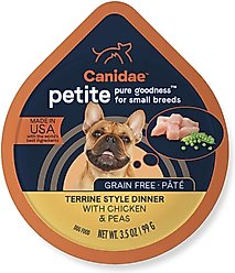 CANIDAE PURE Petite Small Breed Terrine Style Dinner with Chicken & Peas + Small Breed Escalloped Style Dinner with Salmon & Shrimp Wet Dog Food Trays slide 2 of 9