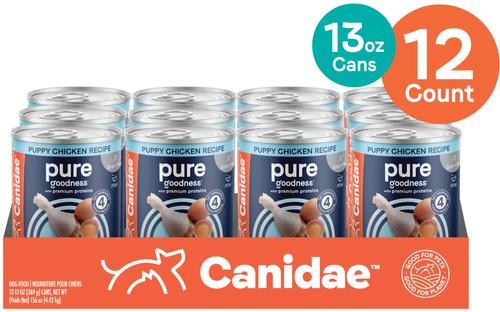 Show full view: CANIDAE PURE Puppy Grain-Free Limited Ingredient Chicken Recipe Canned Dog Food, 13-oz, case of 12 slide 4 of 12