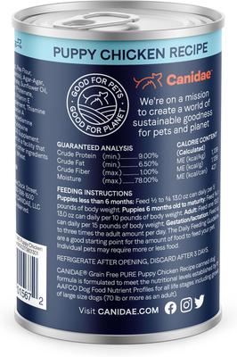 Show full view: CANIDAE PURE Puppy Grain-Free Limited Ingredient Chicken Recipe Canned Dog Food, 13-oz, case of 12 slide 5 of 12