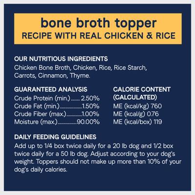 Show full view: CANIDAE PURE Real Chicken & Rice Bone Broth Wet Dog Food Topper, 5.5-oz box, case of 6 slide 7 of 9