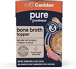 CANIDAE PURE Real Turkey & Rice Bone Broth Wet Dog Food Topper, 5.5-oz box, case of 6 slide 1 of 8