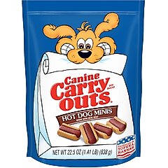 Canine Carry Outs Beef Flavor Hot Dog Minis Dog Treats, 22.5-oz bag