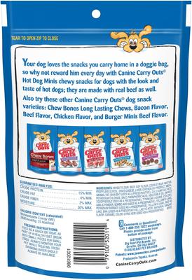 Show full view: Canine Carry Outs Beef Flavor Hot Dog Minis Dog Treats, 4.5-oz bag slide 3 of 7