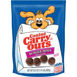 Canine Carry Outs Burger Minis Beef Flavor Dog Treats, 22.5-oz bag