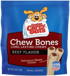 Canine Carry Outs Chew Bones Beef Flavor Dog Treats, Small, 2.8-oz bag