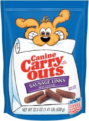 Canine Carry Outs Sausage Links Beef Flavor Dog Treats, 22.5-oz bag, case of 6