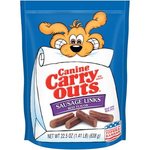 Canine Carry Outs Sausage Links Beef Flavor Dog Treats, 22.5-oz bag, case of 6