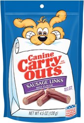 Canine Carry Outs Sausage Links Beef Flavor Dog Treats, 4.5-oz bag, case of 12