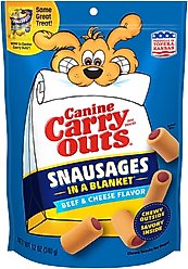Canine Carry Outs Snausages in a Blanket Beef & Cheese Flavor Dog Treats, 12-oz pouch, case of 10