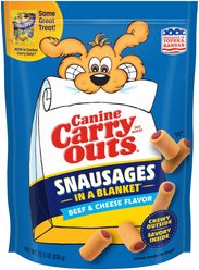 Canine Carry Outs Snausages in a Blanket Beef & Cheese Flavor Dog Treats, 22.5-oz bag, case of 4
