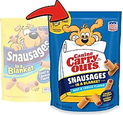 Canine Carry Outs Snausages in a Blanket Beef & Cheese Flavor Dog Treats, 22.5-oz bag, case of 4 slide 2 of 4