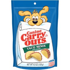 Canine Carry Outs Taco Minis Beef Flavor Dog Treats, 4.5-oz bag, case of 6