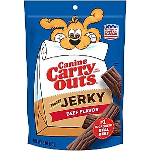 Canine Carry Outs Tender Beef Flavor Jerky Dog Treats, 3-oz bag, case of 6