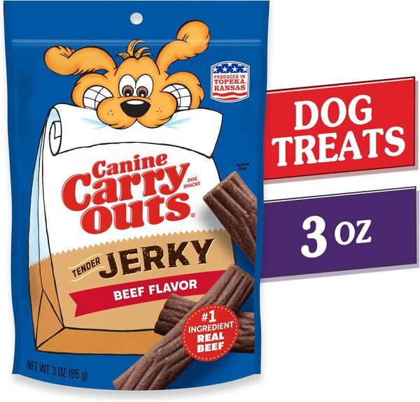 Canine Carry Outs Tender Beef Flavor Jerky Dog Treats, 3-oz bag, case of 6