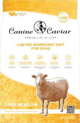 Show full view: Canine Caviar Limited Ingredient Diet Open Meadow Alkaline Holistic Entree All Life Stages Dry Dog Food, 11-lb bag slide 1 of 7