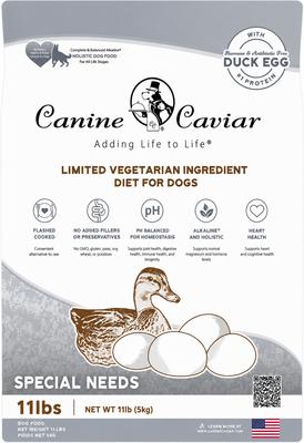 CANINE CAVIAR Special Needs Vegetarian High Protein Duck Egg Dry Dog Food, 11-lb bag