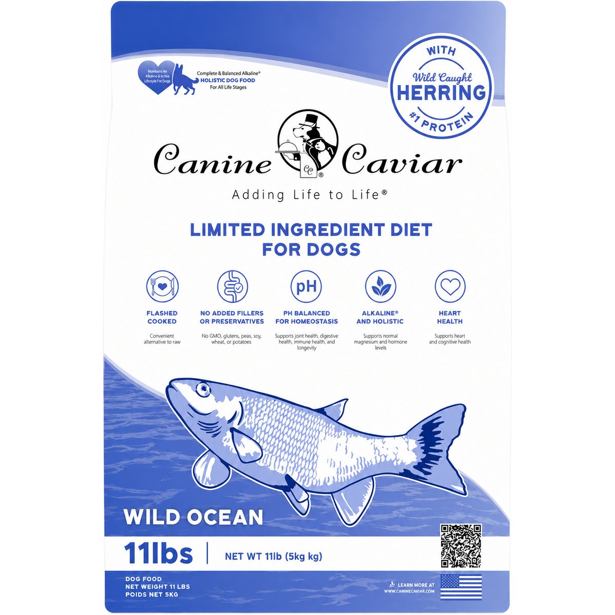 Canine Caviar Wild Ocean Herring Limited Ingredient Diet Alkaline Grain-Free Dry Dog Food, 22-lb bundle