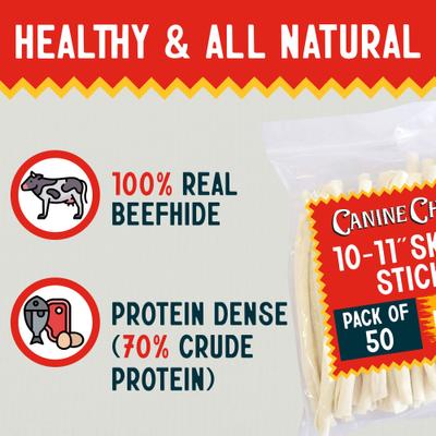 Show full view: Canine Chews 10-11-inch Retriever Skinny Stick Beef Flavor Dental Dog Chews, 50 count slide 3 of 8