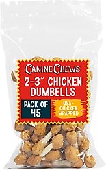 Canine Chews 3-inch Munchy Dumbbell Chicken Flavor Dental Dog Chews, 45 count