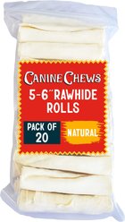 Canine Chews 5-6-inch Premium Chip Rolls Natural Beef Flavor Dental Dog Chews, 20 count