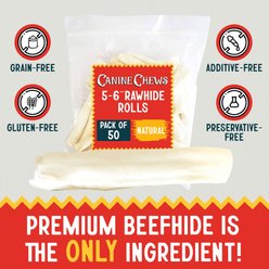Canine Chews 5-6-inch Premium Chip Rolls Natural Beef Flavor Dental Dog Chews, 50 count slide 2 of 7