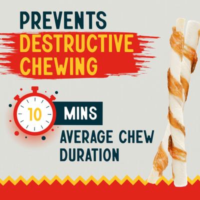 Show full view: Canine Chews 5-inch Rawhide Twist Chicken Flavor Dental Dog Chews, 100 count slide 3 of 8