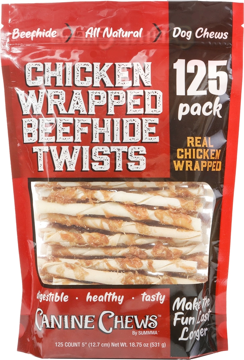 CANINE CHEWS Chicken Wrapped Rawhide Chews Dog Treats, 125 count