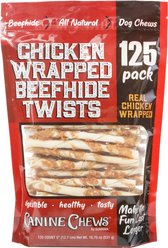 Canine Chews Chicken Wrapped Rawhide Chews Dog Treats, 125 count