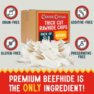 Show full view: Canine Chews Natural Premium Thick Cut Rawhide Chips Beef Flavor Dental Dog Chews
, 84 count slide 5 of 9