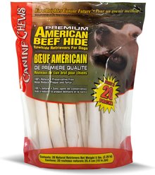 Canine Chews Premium American Beef Hide Rawhide Retrievers Dog Treats, 20 count