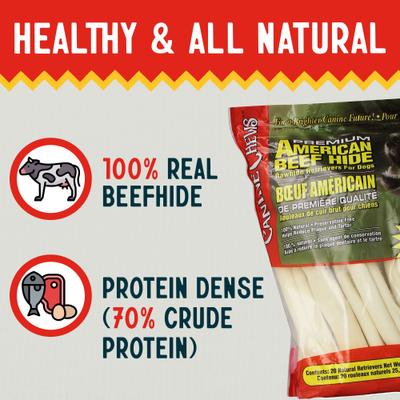 Show full view: Canine Chews Premium American Beef Hide Rawhide Retrievers Dog Treats, 20 count slide 6 of 10