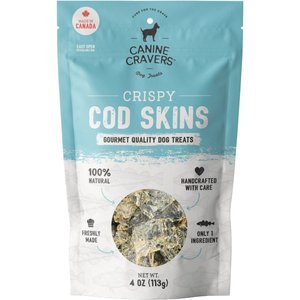 Canine Cravers Crispy Cod Skins Dehydrated Dog Treats, 4-oz pouch