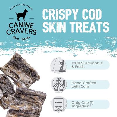 Show full view: Canine Cravers Crispy Cod Skins Dehydrated Dog Treats, 4-oz pouch slide 6 of 10
