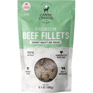 Canine Cravers Premium Beef Fillets Dehydrated Dog Treats, 5.3-oz pouch