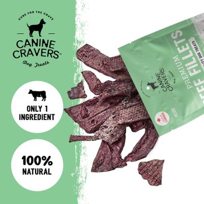 Show full view: Canine Cravers Premium Beef Fillets Dehydrated Dog Treats, 5.3-oz pouch slide 5 of 11