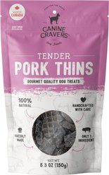 Canine Cravers Tender Pork Thins Dehydrated Dog Treats, 5.3-oz pouch
