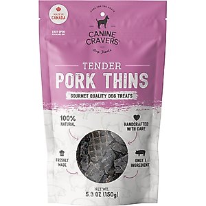 Canine Cravers Tender Pork Thins Dehydrated Dog Treats, 5.3-oz pouch