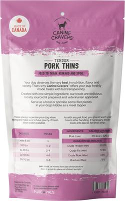 Show full view: Canine Cravers Tender Pork Thins Dehydrated Dog Treats, 5.3-oz pouch slide 3 of 10
