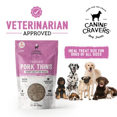 Show full view: Canine Cravers Tender Pork Thins Dehydrated Dog Treats, 5.3-oz pouch slide 5 of 10