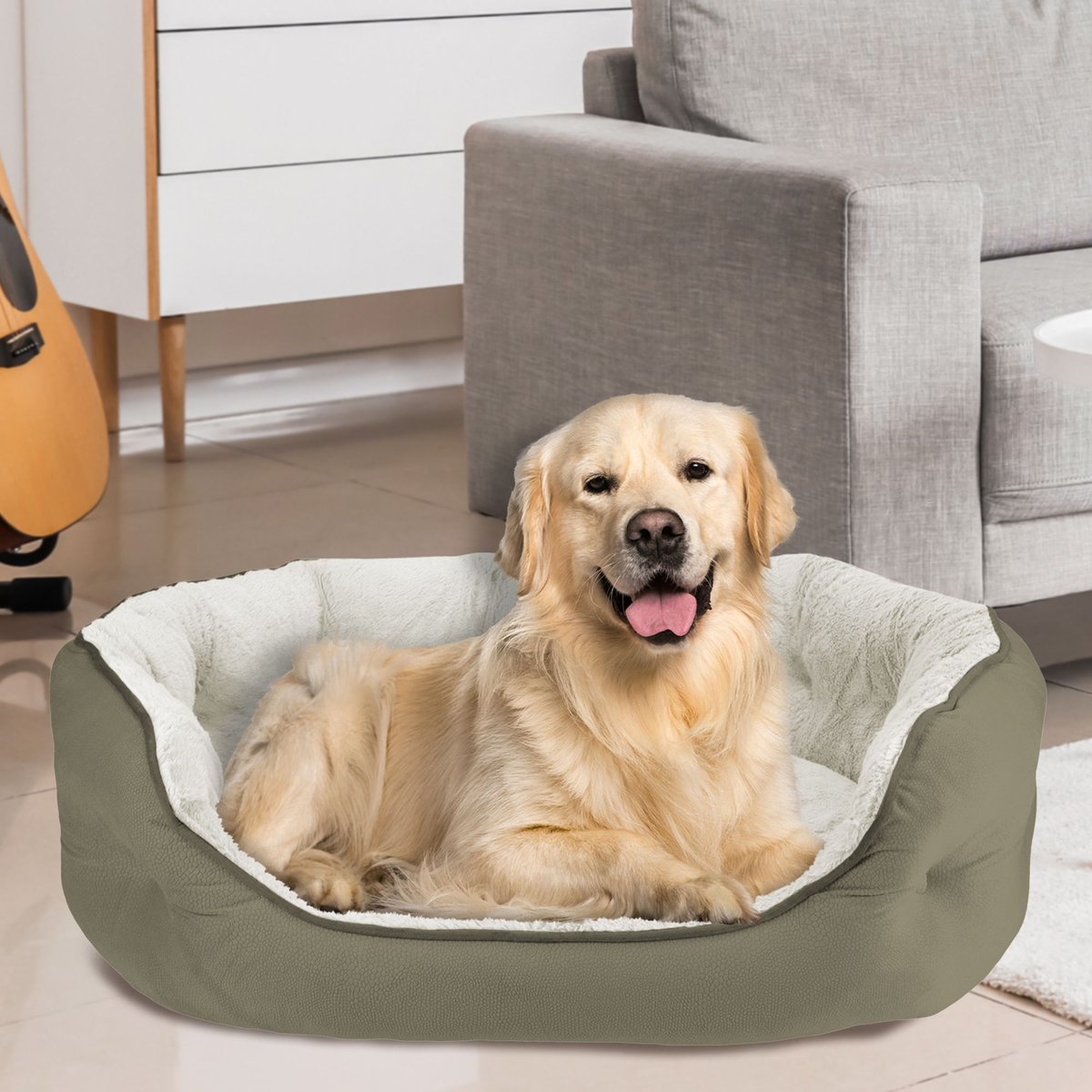 Arlee Home & Pet by Arlee Cozy Orthopedic Eco-Friendly Bolster Dog & Cat Bed, Aloe, Medium