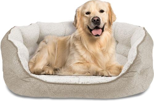 Show full view: Arlee Home & Pet by Arlee Cozy Orthopedic Eco-Friendly Bolster Dog & Cat Bed, Beige, Medium slide 3 of 6