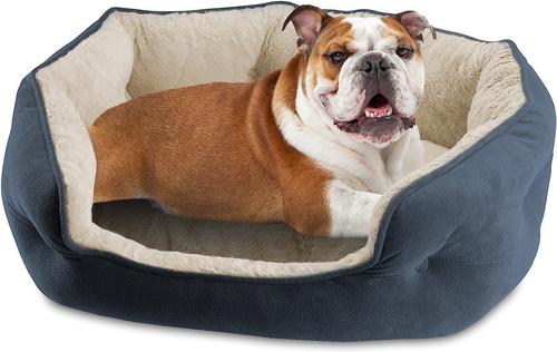 Show full view: Arlee Home & Pet Cozy Orthopedic Bolster Dog Bed, Blue, Small slide 2 of 11