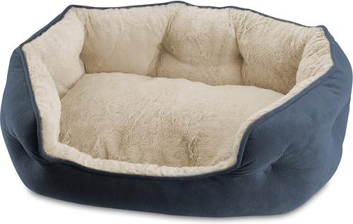 Show full view: Arlee Home & Pet Cozy Orthopedic Bolster Dog Bed, Blue, Small slide 3 of 11