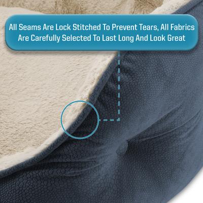 Show full view: Arlee Home & Pet Cozy Orthopedic Bolster Dog Bed, Blue, Small slide 6 of 11