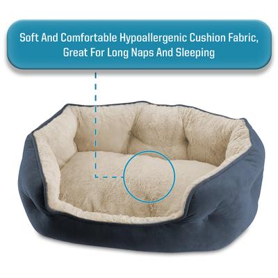 Show full view: Arlee Home & Pet Cozy Orthopedic Bolster Dog Bed, Blue, Small slide 8 of 11