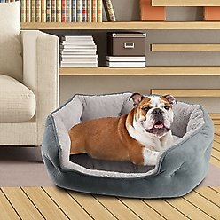 Arlee Home & Pet Cozy Orthopedic Bolster Dog Bed, Gray, Medium