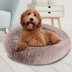 Arlee Home & Pet Donut Orthopedic Bolster Dog Bed, Blush, Large